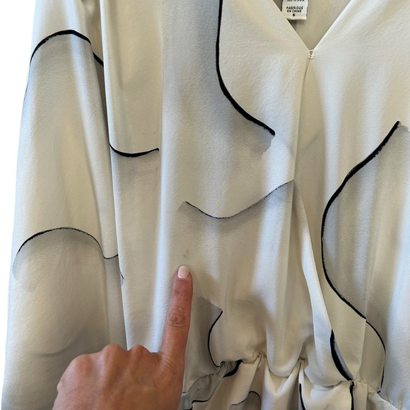 DIANE von FURSTENBERG | Women's White and Black Silk Top Blouse Size 6 - Picture 4 of 6